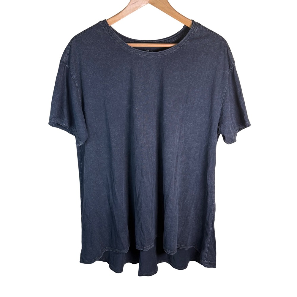 Natural Life T-Shirt Women Medium Charcoal Grey Mineral Wash Boho Relaxed Grunge